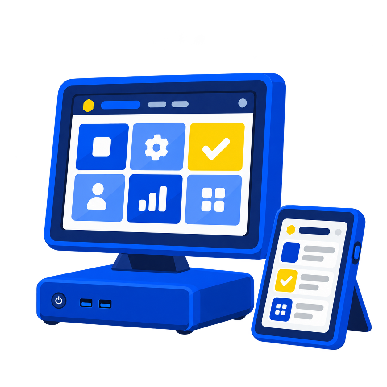 Custom-manufactured touchscreen computer and handheld device for business